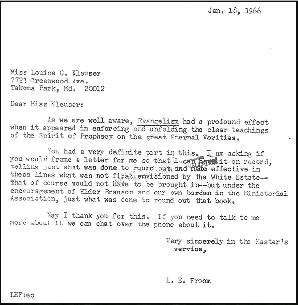 Froom Kleuser letter