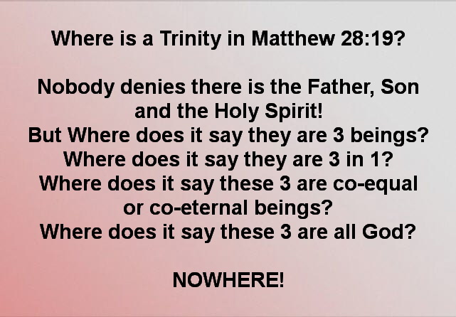 No Trinity in Matthew 28:19
