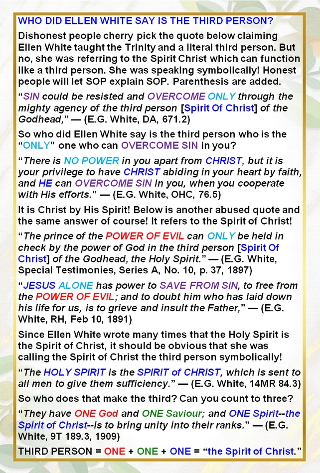 Who did Ellen White say is the Third Person?
