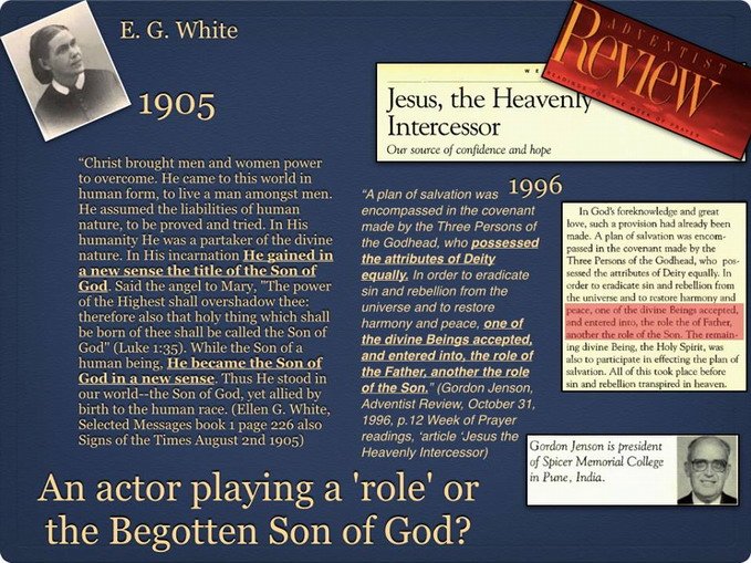 Ellen White, Gordon Jenson in the Adventist Review, are the Father and Son role playing?