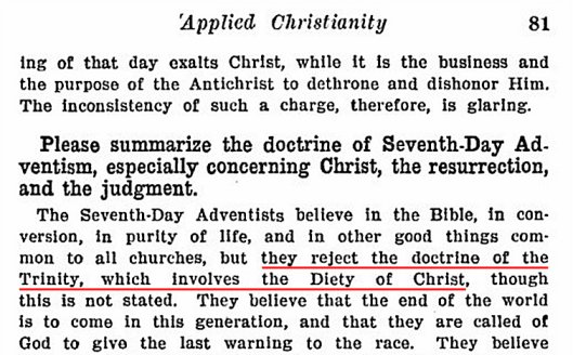 James Gray says Adventists reject the Trinity
